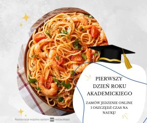 Grafika postu na Facebook na pierwszy dzień roku akademickiego - spaghetti