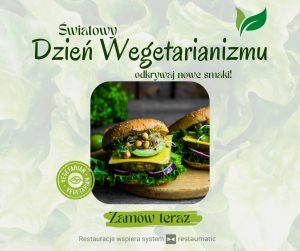 Grafika do social mediów na Dzień Wegetarianizmu - vege burger