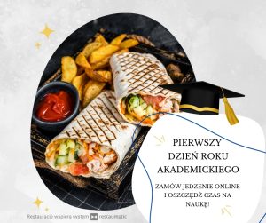 Grafika postu na Facebook na pierwszy dzień roku akademickiego - tortilla