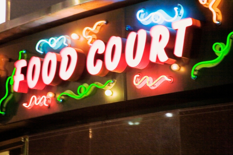 Neon food court.